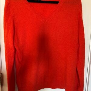 Classic Women's V-Neck Sweater in Orange